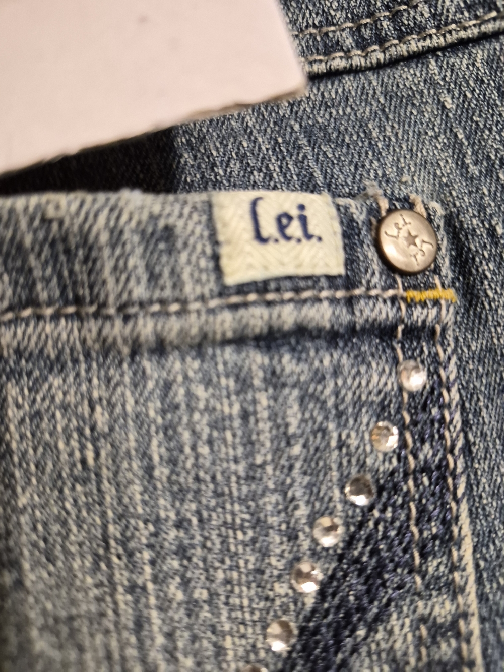 lei Women's Light Blue Denim Jeans with Stud Detail Size 11/12